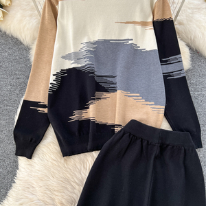 Maglione a Collo Tondo con Maniche Lunghe e Pantaloni Larghi, Set Invernale Due Pezzi per <span class=keywords><strong>Donna</strong></span> - Product Image 6