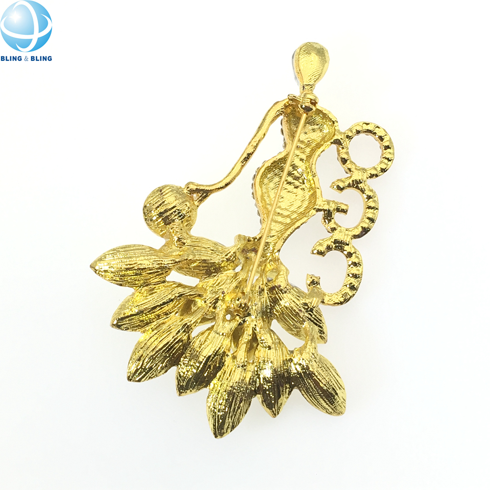 Exquisite Gold Rhinestone Brooch - Perfect for Greek Sorority
