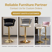Chaise de salle à manger de luxe en velours capitonné, design moderne, rembourrage doux, base en métal doré durable, chaise de bar pivotante pour cuisine