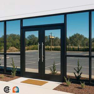 Puertas Dobles de Vidrio Comerciales Personalizadas Zonle, Marco de Aluminio, Estilo Moderno, Resistentes a Huracanes, para Tiendas, Hoteles y Exteriores - Product Image 2