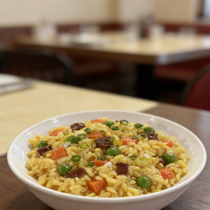 Modèle de riz frit artificiel en mousse plastique écologique de 6 pouces, bœuf et légumes, assiette blanche décorative pour la maison, la cuisine et la présentation en restaurant - Product Image 5