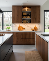 CBMmart Nouvelle conception de vitrines en noyer avec façade en verre et éclairage LED intérieur pour exposer votre vaisselle et vos verres de qualité supérieure