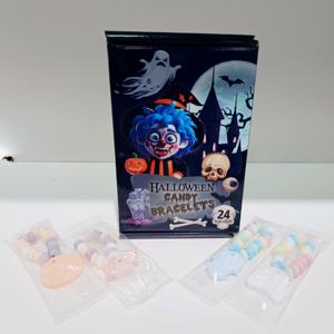 Bonbons <span class=keywords><strong>HALAL</strong></span> fruités en forme de bracelet d'Halloween avec breloque tête de mort, bijoux colorés et friandises en boîte - Product Image 2