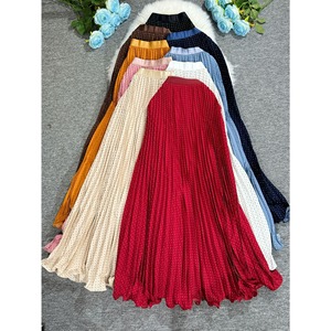 <span class=keywords><strong>Jupe</strong></span> plissée classique à pois, style français, polyvalente, taille haute, coupe trapèze, longueur mi-<span class=keywords><strong>longue</strong></span> - Product Image 2