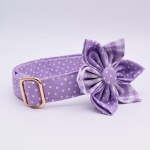 Collier de chien magnifique couleur violette à fleurs pour animaux domestiques, accessoire écologique, personnalisé de haute qualité, laisse avec nœud, vente en gros - Product Image 2