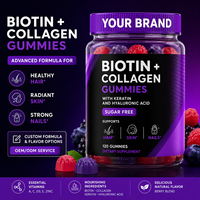 Gummies à la biotine 10000mcg, collagène, kératine, silice, acide hyaluronique - Complément beauté à base de pectine, à croquer, pour les cheveux, la peau et les ongles