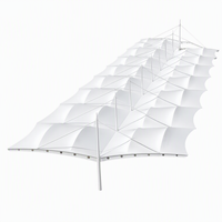 Abri de voiture en tissu tendu à mât central, double cantilever, multi-ondulations, abri de stationnement étanche, résistant aux UV, personnalisable OEM