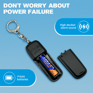 พวงกุญแจสัญญาณเตือนภัยส่วนบุคคล 130 เดซิเบลสีดำแบบพกพาสำหรับเด็กผู้หญิงอุปกรณ์ป้องกันหมาป่าเพื่อความปลอดภัย - Product Image 5