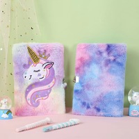 Skyward New A5 Children's Diary Lock Cartoon Unicorn Plush Cover Notebook Business Hardcover Journal School Little Girl Gift