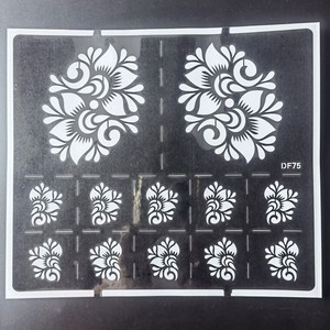 Autocollants de tatouage temporaires 3D populaires pour les mains et les doigts, pochoirs de henné scintillants, modèle de peinture corporelle, papier de pochoir - Product Image 3