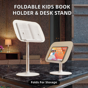Support de lecture pliable en bois et aluminium OULAIKE YD20 blanc pour enfants, support de <span class=keywords><strong>livre</strong></span> inclinable, serre-livres 20 cm - Product Image 6