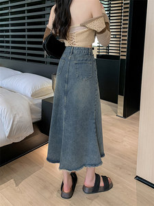 <span class=keywords><strong>Jupe</strong></span> <span class=keywords><strong>longue</strong></span> <span class=keywords><strong>en</strong></span> denim pour femmes modestes jupes décontractées robe <span class=keywords><strong>en</strong></span> <span class=keywords><strong>jean</strong></span> <span class=keywords><strong>évasée</strong></span> mince Streetwear jupes <span class=keywords><strong>en</strong></span> <span class=keywords><strong>jean</strong></span> midi taille haute - Product Image 3