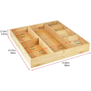 Organisateur de tiroir de cuisine extensible en bambou, pour fourchettes, couverts et autres ustensiles de table, avec compartiments extensibles. - Product Image 4