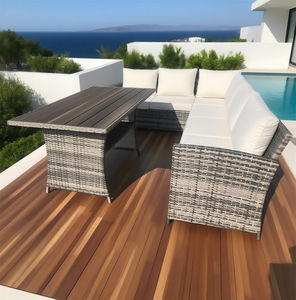 Ensemble de meubles en rotin d'extérieur haut de gamme avec angles carrés | Coins dorés, couleurs et styles personnalisés pour les espaces de luxe - Product Image 2