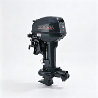 Moteur hors-bord à essence 2 temps SEA WALKER 15HP avec propulsion par jet et réservoir de 24L pour bateau pneumatique en aluminium de pêche