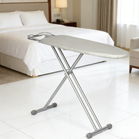 Planche à repasser EASTON 930x310mm pour chambre d'hôtel, avec housse argentée résistante aux brûlures, pieds en T double stables et hauteur réglable