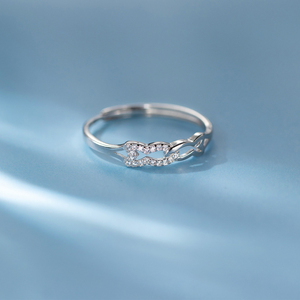 Bagues en argent sterling S925 avec zircon CZ, motif double poisson creux, bijoux cadeaux - Product Image 5