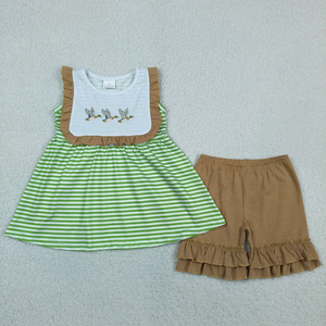 Summer <b>Clothes</b> Girl Kids Short Sleeves Bows Shirt Shorts Scallop Set - Product Image 4