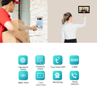Interphone audio WIFI TUYA 4 fils 7 pouces 1080P avec détection de mouvement PIR, contrôle d'accès par mot de passe, empreinte digitale et carte RFID