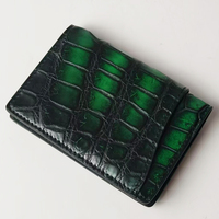 Desain eksotis kualitas tinggi pria patina asli kulit buaya lipat dua tempat kartu dompet