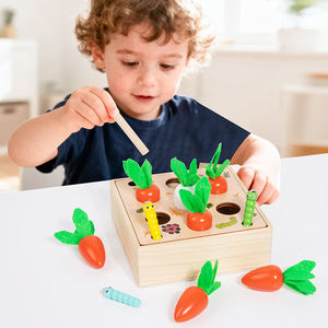 Juguetes Educativos Montessori de Madera para Niños, Juego de Reconocimiento Físico <span class=keywords><strong>Tres</strong></span> <span class=keywords><strong>en</strong></span> Uno: Juego de Arrastrar Raíces, Pesca y Captura de Insectos - Product Image 3