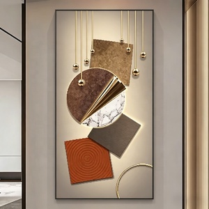 Peinture murale géométrique personnalisée en porcelaine de cristal, motif nature morte doré, abstrait moderne, <span class=keywords><strong>cadre</strong></span> en alliage d'aluminium, décoration intérieure - Product Image 4