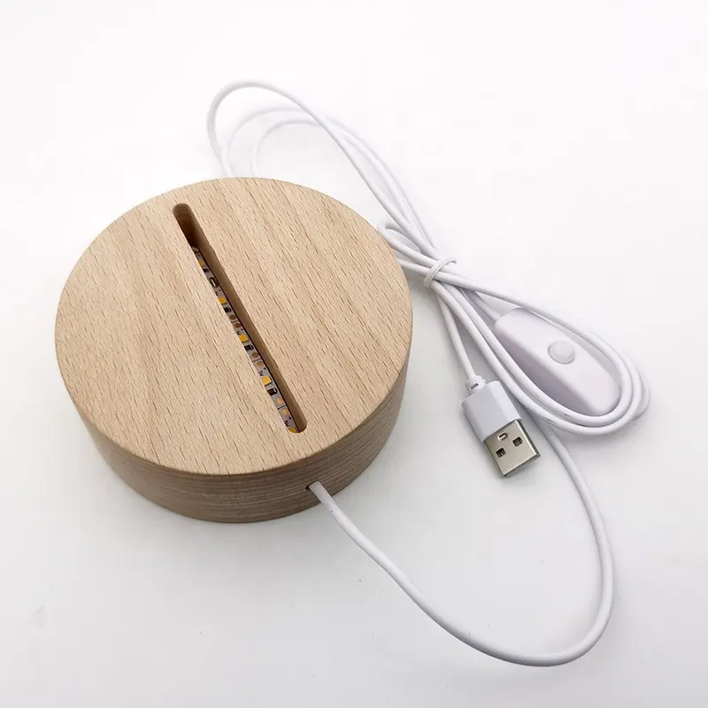 Benutzer definierte Kinder Baby niedlich moderne USB Acryl Holz Stern Anime Einhorn Lampara 3D Led Schlafzimmer Holz lampe Nachtlicht Basis für Acryl