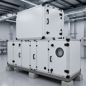 Industrial Modular Air Handling Unit System Installed on Supports in Modern Facility HVAC Ventilation Equipment Unit - Product Image 1