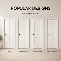 Porte intérieure peinte en blanc, style Shaker à 4 panneaux, design à panneaux encastrés, porte pré-finitionnée mate, taille personnalisée