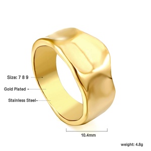 Fashion Stainless Steel Custom <b>Ring</b> Gold Plated Wholesale Tarnish Free Waterproof Jewelry Geometric <b>Chunky</b> <b>Rings</b> for Women - Product Image 4