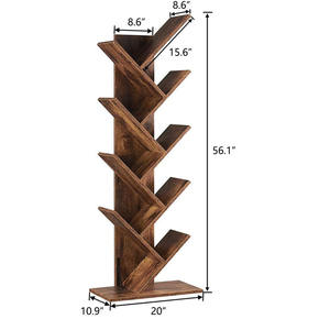 リビングルームCDブック収納用のモダンな無垢材の木型本棚カスタム家庭工芸品付き - Product Image 3