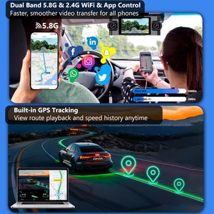 Caméra embarquée 4 canaux pour voitures, WIFI 5G, GPS, enregistreur DVR, 360 degrés, 4K avant et arrière, commande vocale, caméra de stationnement, caméra de voiture - Product Image 3