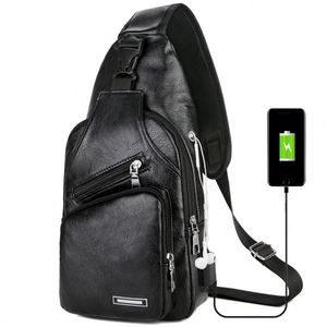 MHK08 USB Charging Crossbody Anti-theft Chest <b>Bag</b> PU Leather Short Trip Messengers <b>Bag</b> <b>Men</b> <b>Shoulder</b> <b>Bags</b> - Product Image 1