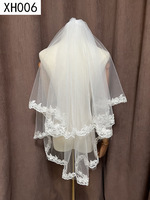 LUOXIN New White Simple Wedding Lace Veil Bridal Two Layer Veil Short Tulle With Comb