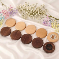 Ouvre-bouteille en bois de noyer noir naturel personnalisé avec logo gravé au laser, rond avec aimant, ouvre-bouteille magnétique en bois