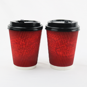 8OZ emportent les tasses de <span class=keywords><strong>carton</strong></span> bon marché conception de tasse de papier tasses de papier peint d'ondulation de 12OZ - Product Image 6