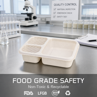 Boîtes alimentaires portables jetables écologiques non toxiques sans BPA en plastique PP pour micro-ondes, réutilisables, en paille de blé, avec compartiments