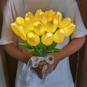 Hotel Bedroom <strong>Table</strong> <strong>Tulips</strong> Artificial Flowers Interior Decoration Bouquet Lamp Living Room Garden Atmosphere Light Bedside - Product Image 1
