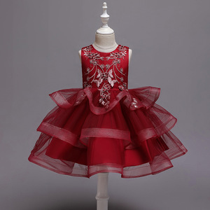 Vestido de Princesa para Niñas Baihui, Tul, Corte en A, Cuello Redondo, Bordado con Flores, Hecho a Medida para Eventos - Product Image 3