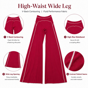 Set Yoga <span class=keywords><strong>con</strong></span> Logo Personalizzato, Pantaloni Morbidi a Gamba Larga, <span class=keywords><strong>Reggiseno</strong></span> <span class=keywords><strong>Sportivo</strong></span> Imbottito e Completo da Allenamento per Donne - Product Image 6