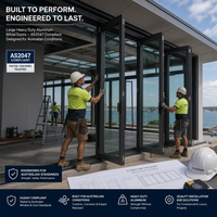 Système de porte pliante en aluminium robuste certifié AS2047 pour véranda de villa de luxe, porte de patio pliante extrêmement résistante aux intempéries