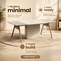 Meubles de bureau commerciaux modernes, grande table de réunion, pieds en acier inoxydable, table de conférence pour 6, 8, 10, 12 personnes