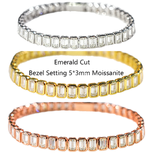 High Grade Sterling Silver Hip-hop Moissanite Tennis Bracelet Sparkle Shine Strong Lock Stylish Look Trendy Women <b>Men</b> Fashion - Product Image 1