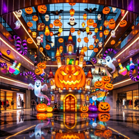Lanternes géantes de dessin animé Zigong Huayi F-47, lanternes en forme de citrouille, lumières d'Halloween imperméables pour les lieux touristiques et les usages commerciaux