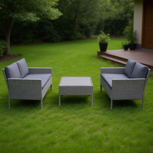 Grey Pe <b>Rattan</b> Garden <b>Sofa</b> Set 4 Seater Outdoor Furniture Weather Resistant Garden Set - Product Image 2