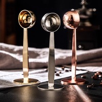 Cuillère à espresso 2 en 1 à double usage, cuillère à café en acier inoxydable avec tamper, mesure et tamponnage de 15 ml pour grains de café