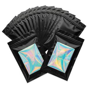 Emballage de <span class=keywords><strong>film</strong></span> holographique à fermeture éclair avec impression personnalisée, fenêtre transparente, sac en mylar de 3.5g - Product Image 1