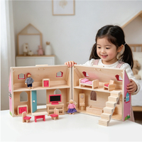 Mini jouet de maison en bois pliable avec meubles, jouet Portable de haute qualité