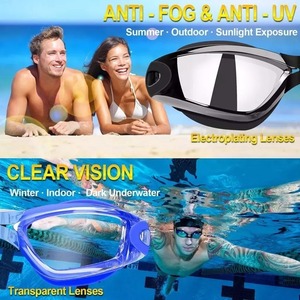 Occhialini da Nuoto Professionali di Alta Qualità Antiappannamento, Polarizzati UV, per Adulti, con Cinturino in Silicone, Ampia Visuale, Impermeabili, con Clip Nasale e Protezione Orecchie - Product Image 6