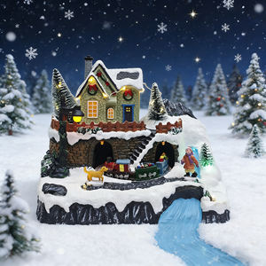 Figurines de maisons de village de Noël avec Père Noël éclairé par LED, nouveauté 2025, décorations de Noël - Product Image 1